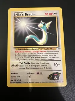 Erika’s Dratini 42/132 Gym Heroes Unlimited 2000 Pokemon Card Uncommon NM - Image 1