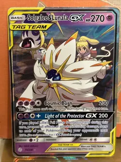 Pokemon TCG Solgaleo & Lunala GX Holo Card 75/236 Sun & Moon Cosmic Eclipse - Image 1