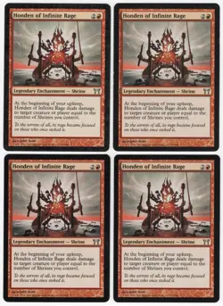Honden of Infinite Rage x4 4x 2004 Champions of Kamigawa Red MTG SP - NM AZ1 - Image 1