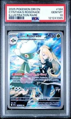 2025 POKEMON DRI EN-DESTINED RIVALS ILLUSTRATION RARE CYNTHIA'S ROSERADE PSA 10 - Image 1