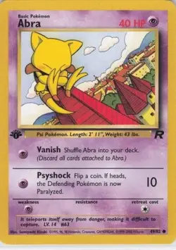 POKEMON 1ST EDITION TEAM ROCKET ABRA 49/82 WOTC NINTENDO 2000 LP CONDITION - Image 1