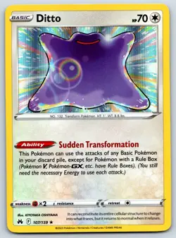 Ditto - Holo Rare - Crown Zenith 107/159 Pokemon 151 Card NM - Image 1