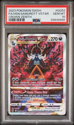 2023 Pokemon SWSH Full Art Hisuian Samurott Vstar GG52/GG70 Crown Zenith PSA 10 - Image 1