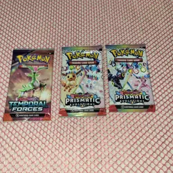 Pokemon Booster Pack Lot (3) - Temporal Forces & Prismatic Evolutions - Image 1