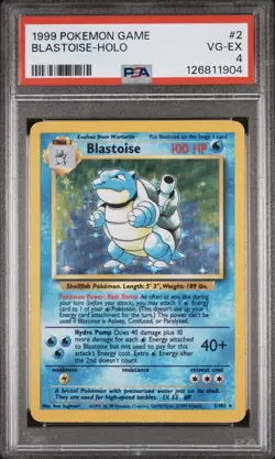 1999 Pokemon Base Set Blastoise Holo 2/102 PSA 4 VG-EX - Image 1