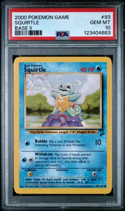 2000 POKEMON BASE SET 2 #93 SQUIRTLE PSA 10 - Image 1