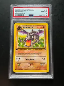 Aerodactyl 16/62 - PSA8 NM-MT 1st Edition Fossil vintage Pokemon Card -HD Photos - Image 1
