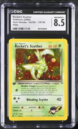 CGC 8.5 Rocket's Scyther Gym Heroes 1st Edition 13/132 Holo SWIRL Pokemon - Image 1
