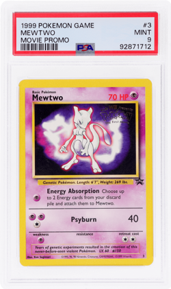1999 Pokemon Wizards of the Coast Black Star Promo Mewtwo First Movie #3 PSA 9 - Image 1