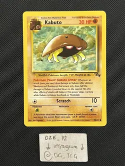 Pokemon WOTC Fossil Set - Kabuto - 50/62 - Unlimited Common - NM/VLP - Image 1