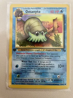 Pokemon TCG Omanyte Fossil 52 Regular 1st Edition Common Lightly Played (LP) - Image 1
