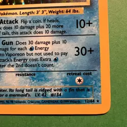 Pokemon TCG Vaporeon 12/64 Jungle Holo Rare No Symbol Error NM - Image 5