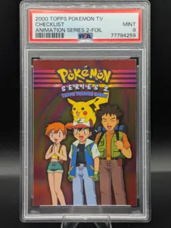 2000 Topps Pokemon TV Animation Series 2 Checklist Foil PSA 9, POP 8 No 10's ?? - Image 1