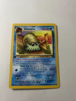 Pokemon TCG Omanyte 52/62 1st Edition Fossil Set Common Non-Holo Card LP [P111] - Image 1