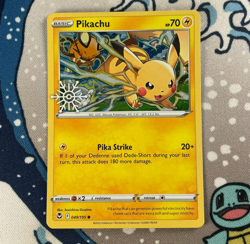 Pikachu 049/195 Holiday Calendar Promo Holo Snowflake Stamped Pokemon Card LP - Image 1