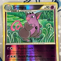 Grumpig 23/102 Reverse Holo Rare HGSS Triumphant Set Pokemon Card 2010 LP - Image 2