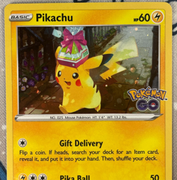 Pikachu SWSH234 Black Star Promo Holo Pokemon Go Stamped Pokemon Card 2022 LP - Image 2