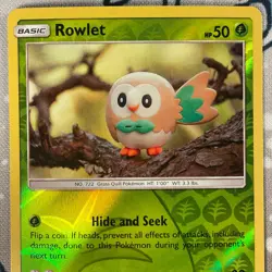 Rowlet 17/236 Reverse Holo Sun & Moon Cosmic Eclipse Pokemon Card 2019 NM - Image 2