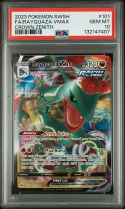 2023 POKEMON SWORD & SHIELD CROWN ZENITH #101 FULL ART/RAYQUAZA VMAX PSA 10 - Image 1