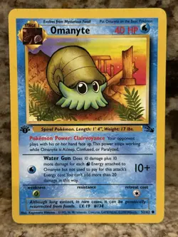 Pokemon Omanyte 52/62 Fossil Set 1st Edition - LP - Image 1