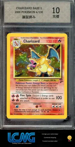 Sony 10 Pokemon TCG Charizard Holo Card Base Set 2 4/130 CSS See Photos - Image 1