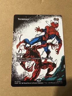 mtg borderless Terminate full art card, Marvel Spiderman set, unplayed - Image 1
