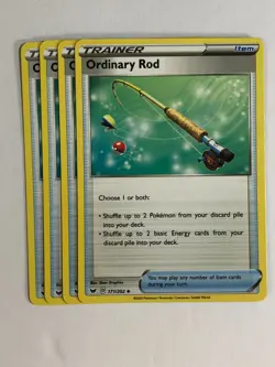 Pokemon TCG Sword & Shield Base 4x Playset Ordinary Rod 171/202 Near Mint - Image 1