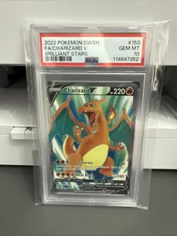 Pokemon Charizard V 153/172 Full Art SWSH Brilliant Stars PSA 10 GEM MINT - Image 1