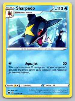 Pokemon TCG Champion's Path Sharpedo 12/73 - Image 1