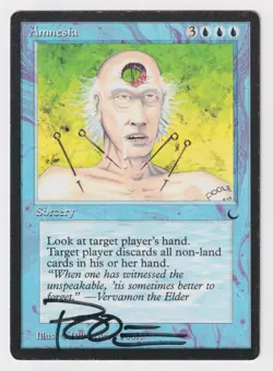Signed Amnesia HP The Dark Artist Mark Poole 1994 WOTC MTG Magic Blue Sorcery! - Image 1