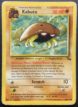 Kabuto 50/62 Fossil Unlimited Common HP Pokemon 1999 - Image 1