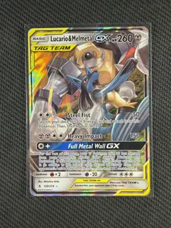 Pokemon Cards Lucario & Melmetal Gx Tag Team Unbroken Bonds Ultra Rare 120/214 - Image 1