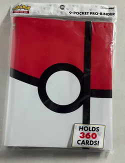 Ultra Pro Pokemon TCG 9 Pocket Pokeball Red & White Binder Holds 180-360 Cards - Image 1