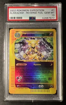 2002 Pokemon Expedition Alakazam #1 Reverse Foil PSA 10 GEM MINT - Image 1