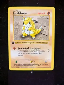 Pokemon Sandshrew 62/102 1st Edition Shadowless Base Set - Image 1