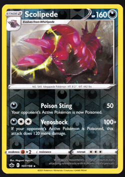 Scolipede 107/198 Reverse Holo Chilling Reign Pokemon TCG Card NM - Image 1