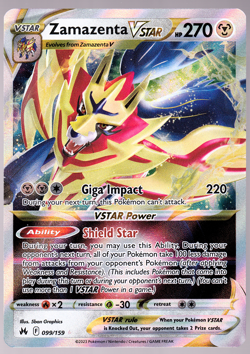 Zamazenta VSTAR Crown Zenith Holo 099/159 Pokemon Card TCG 2023 NM - Image 1