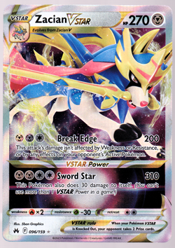 Zacian VSTAR 096/159 Crown Zenith Holo Pokemon Card TCG 2023 NM - Image 1