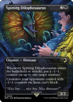 Spitting Dilophosaurus (Borderless) -Foil Near Mint MTG - Image 1