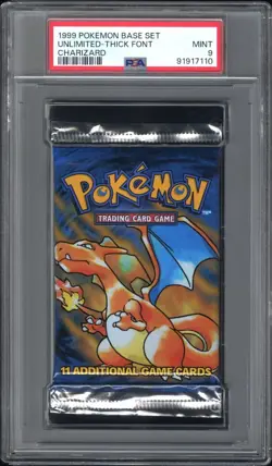1999 Pokemon Base Set Graded Booster Pack Charizard Artwork PSA 9 Mint - Image 1