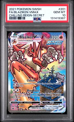2021 POKEMON SWORD & SHIELD CHILLING REIGN SECRET FULL ART/BLAZIKEN VMAX PSA 10 - Image 1