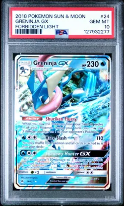 2018 POKEMON SUN & MOON FORBIDDEN LIGHT #24 GRENINJA GX PSA 10 - Image 1