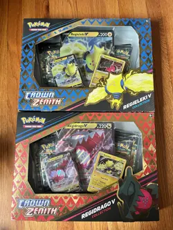 Pokemon TCG Crown Zenith Regidrago V & Regieleki V Collection Boxes (Set of 2) - Image 1