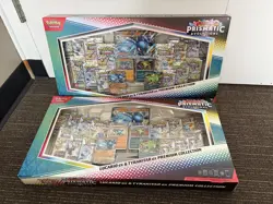 Pokemon Prismatic Evolutions Lucario & Tyranitar ex Premium Collection LOT OF 2 - Image 1