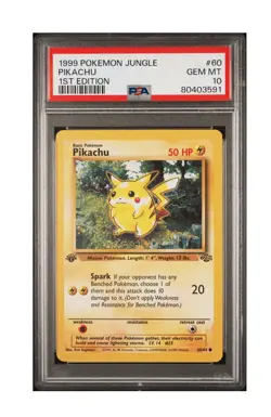 1999 POKEMON JUNGLE 1ST EDITION #60 PIKACHU PSA 10 - Image 1