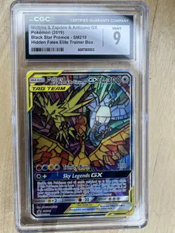 Pokemon TCG Moltres Zapdos Articuno GX Black Star Promo Card SM210 CGC 9 Mint - Image 1