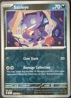 Sableye 107/162 SV05: Temporal Forces Reverse Holo - Pokemon Card - Image 1