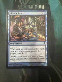 MTG Rhystic Study Commander's Arsenal Foil Very Light Play - Image 1