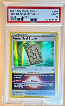 Pokemon Forest Seal Stone #156/195 Sword & Shield Silver Tempest PSA 9 - Image 1