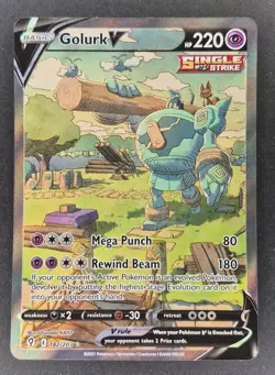 Pokemon TCG Golurk V Sword & Shield Mfg: Evolving Skies 182/203 Ultra Rare - Image 1